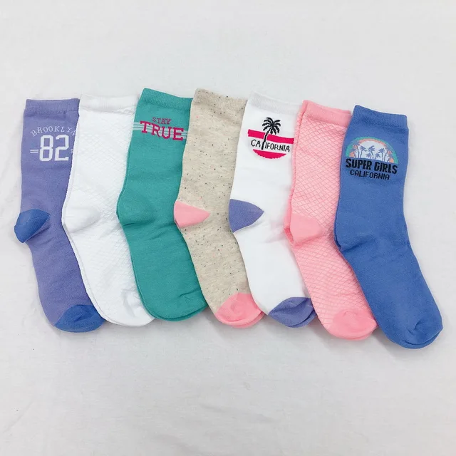 7pk girl jacquard sock within plastic zipper bag
