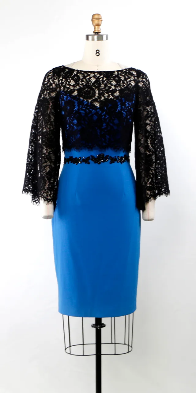 Women's Lace Cape Sleeve Office Work Casual Pencil Dress