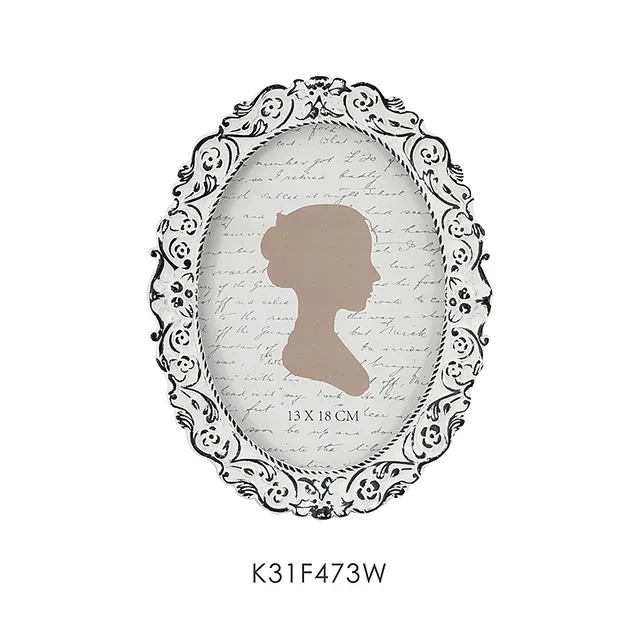 Black & White Flower Pattern Oval Resin Photo Frame