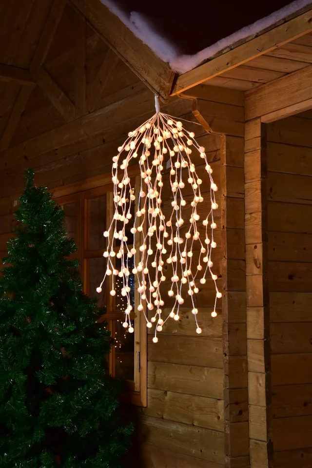 30V220L LED Waterfall Lights with white ball,warm white branch,white bulb color,lenght 1m.