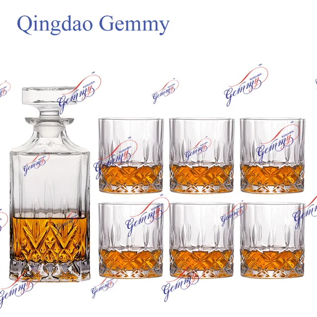 7PCS Whisky Glass bottle + Wine Cup set