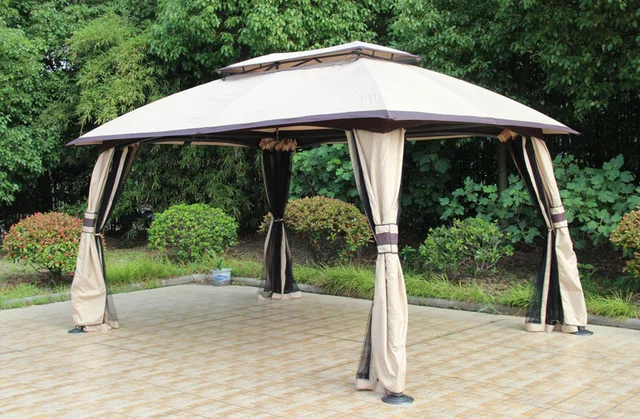 3×4M Arc post gazebo-w/Corner curtain & mosquito net