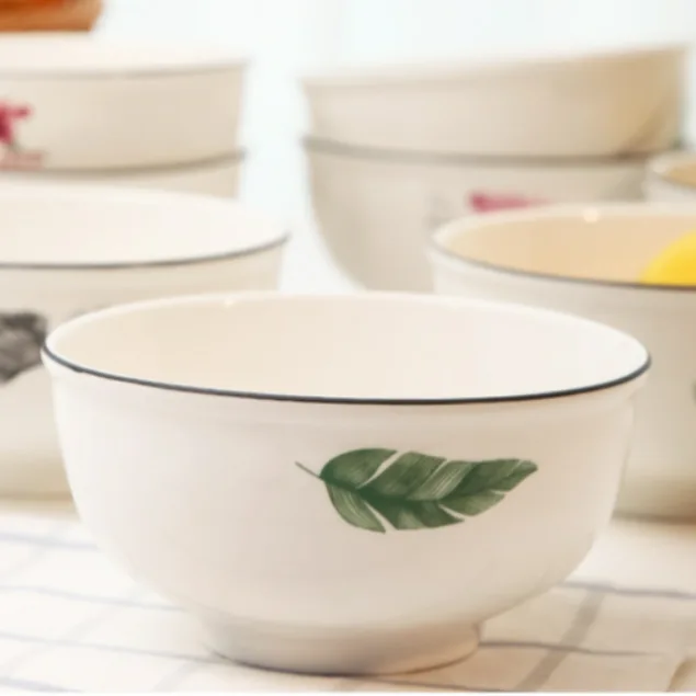 Cheap wholesale black edge bowl ceramic bowl rice bowl soup bowl