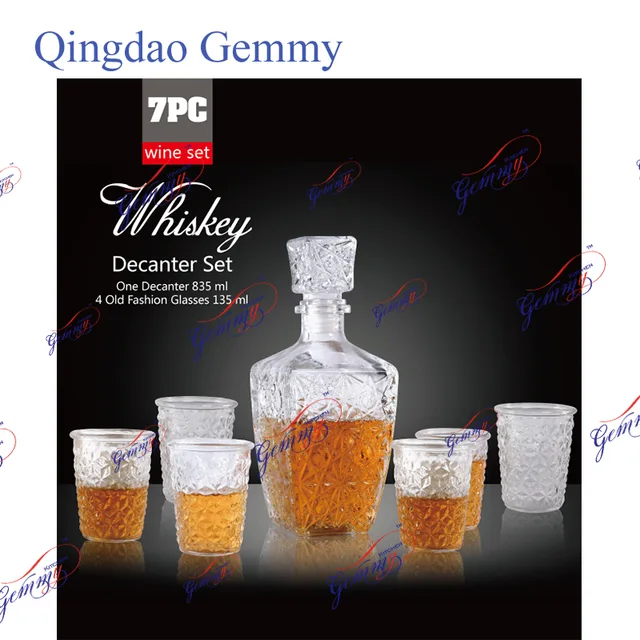 7PCS Whisky Glass bottle + Wine Cup set