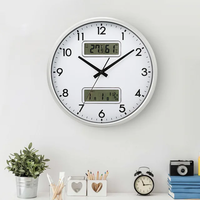 Plastic wall clock with LCD show