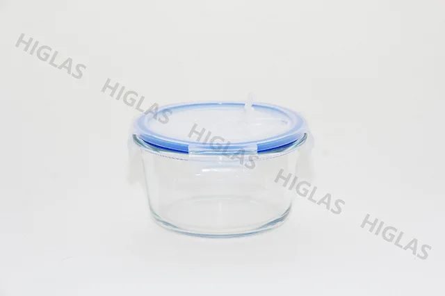 1.1l/0.8l Round Borosilicate Glass High Food Container With Vent Pp Lid