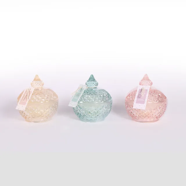 Decorated Scented Glass Candle W/Lid