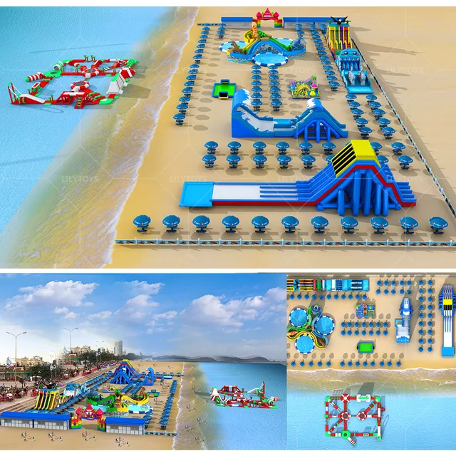 Commercial Outdoor Inflatable water park on land business for sale