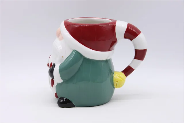 Black Ceramic Gnome Mug Green, Black Handpainting Christmas Mug Green