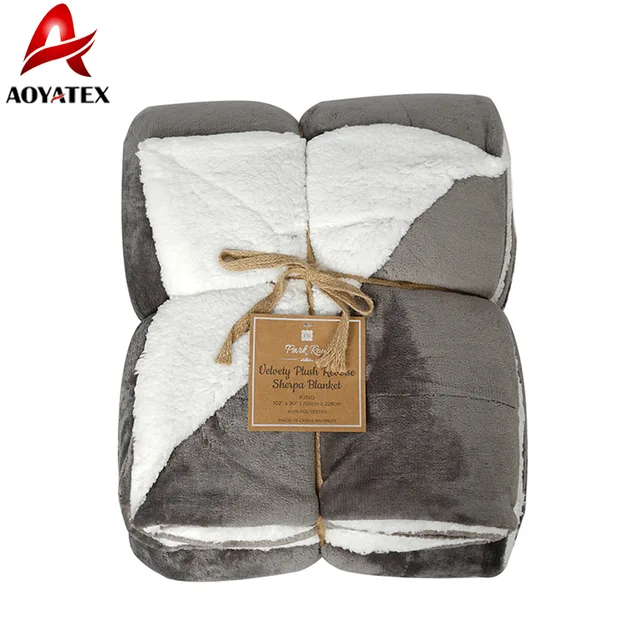 Wholesale colorful cozy double flannel sherpa fleece blanket