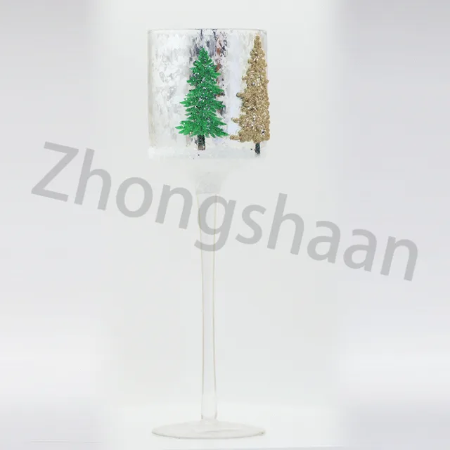 Hand Painted Candle Holder Glass
