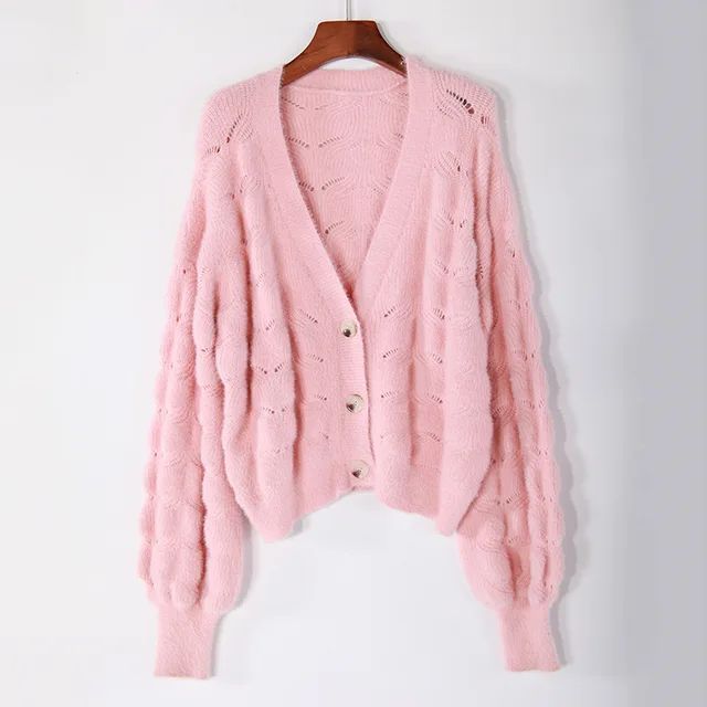 Women V neck cardigan