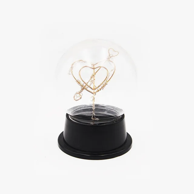 LED Globe With Plastic Base Double Heart Inside