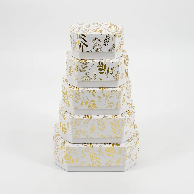 Octagon Gift Boxes with High Lid 5/Set