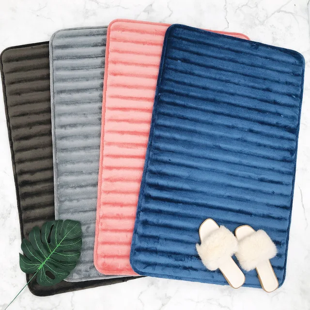 Customized flannel anti slip wave shape comfortable memory foam door bath mat