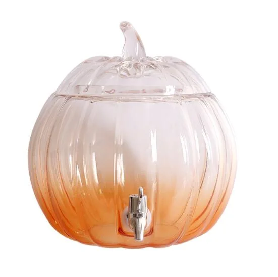 7.3L Creative pumpkin shaped lead-free glass with faucet juice tank large capacity hotel buffet cold beverage set