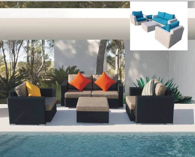 Woven wicker outdoor sofa set