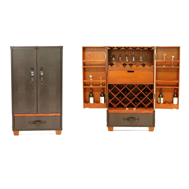 Luxury wine cabinet with glasses hanging shelf