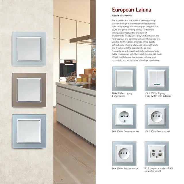 Laluna European switch and socket