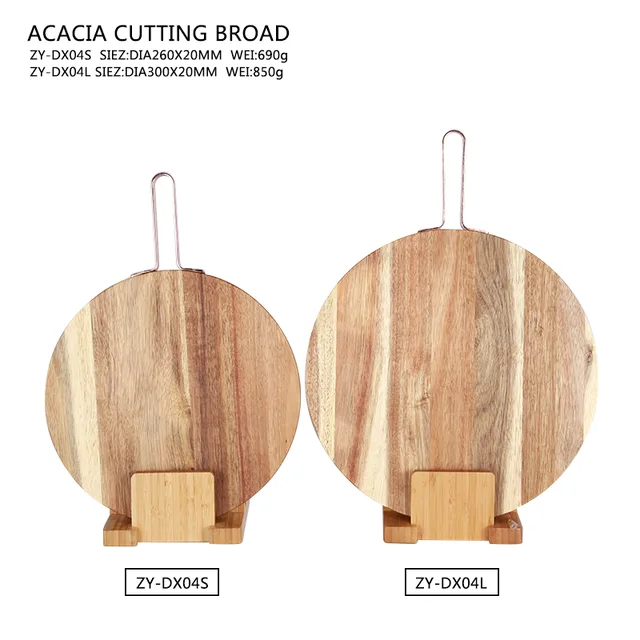 ZY-DX04/05 Acacia cutting board with metal handel, Acacia Cutting board，Chopping board，Serving board,Kitchen Chopping Board for Meat