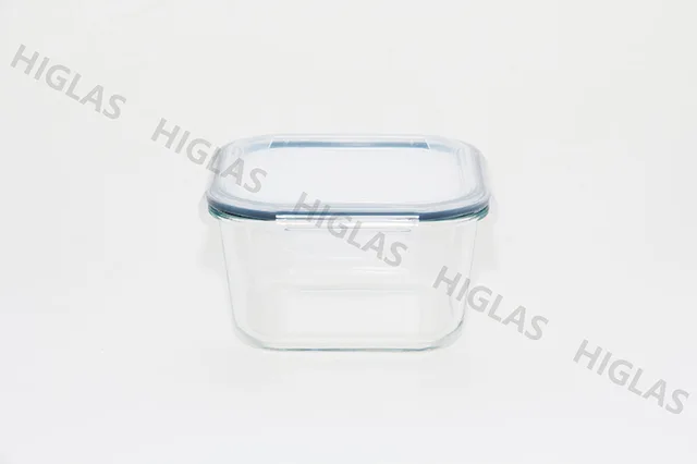 1.4l/0.95l Square Borosilicate Glass High Food Container With Matt Pp Lid