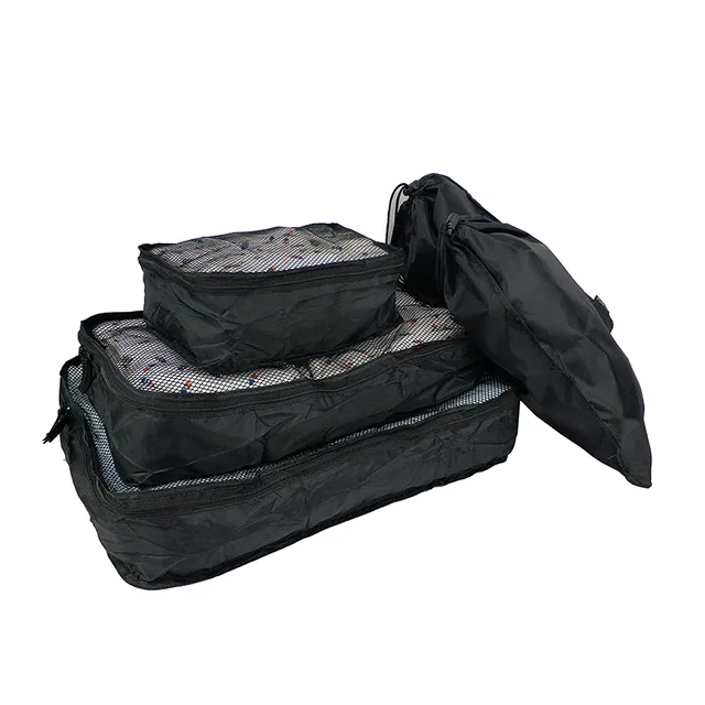 5 pcs Foldable Packing Travel Organizer Cubes Set-L/M/S/Drawstring bags
