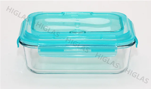 1.5l Rect. Borosilicate Glass Food Container With Pp Lid With Fork&spoon