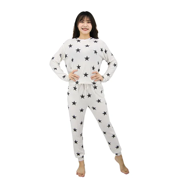 Ladies Printed Leisure Pullover And Legging Set