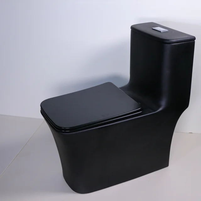 Sanitaryware ceramic wash down square black matte one piece toilet