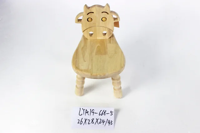 Children solid wood animal shape stool