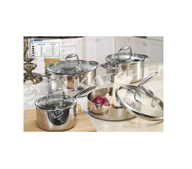 Tri-ply s/s 8pcs cookware set