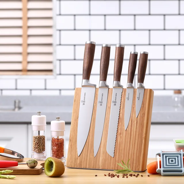 AH19-W 6pcs Walnut wood handle kitchen knife set