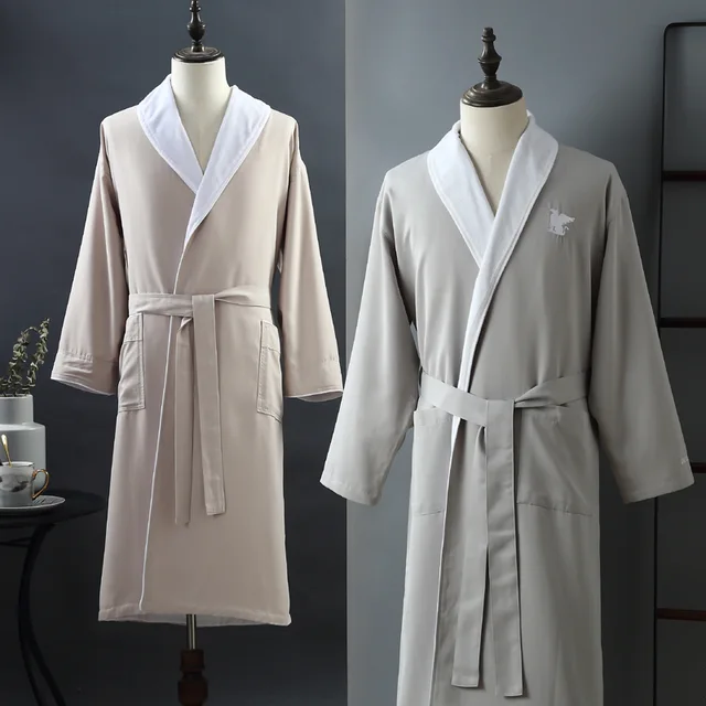 Custom hot sale double layer supre soft high quality white or color for adults men women hotel bathrobe night gown