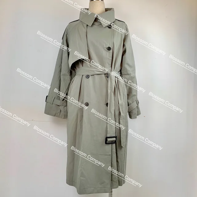 Women Long Trench Coat Waterproof Windproof Long Jacket Casual Jacket