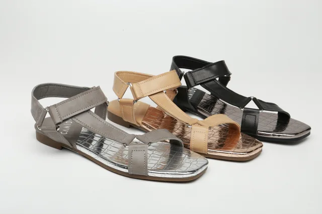 CAMIDYSS2021 women's sandals small square head flat fashion animal print PU women's shoes