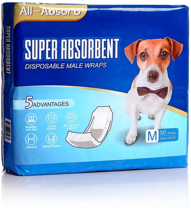 All-Absorb Male Dog Wrap, M, 50 Count