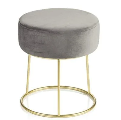 Velvet fabric metal legs ottoman