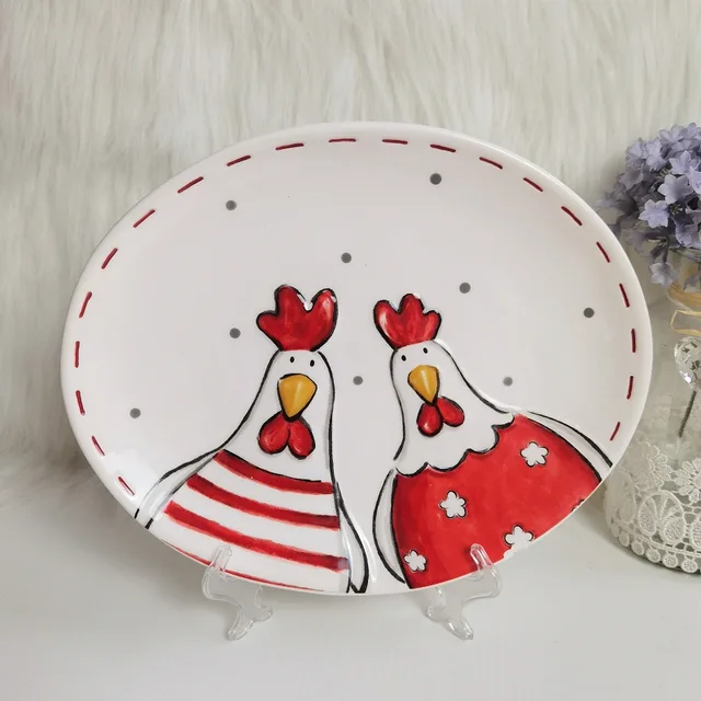 Oval plate Chicken design