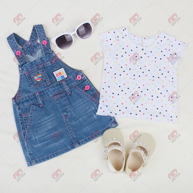 Baby Girl Denim Badges Pinny Set