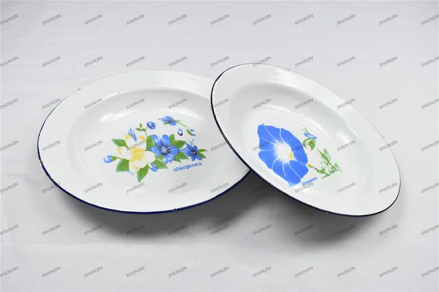 Enamel soup plate deco & plain