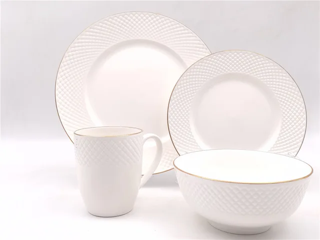 Manufacturer Wholesale Good Price Restaurant Crockery Set Dinner, Factory Hotel Relief Porcelain dinnerware pottery dinnerset