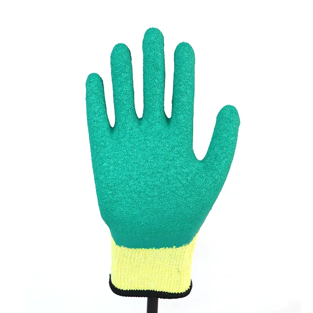 Glove Latex-10g 2 Threads Polycotton Shell Latex Coated, Crinkle Finish Glove