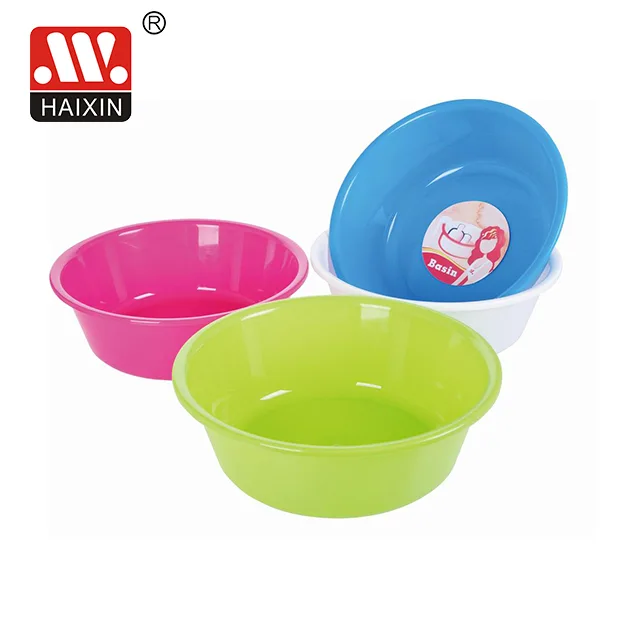 Haixin Plastic bathroom washing round basin with handles 10015 bpa free plastic household bucket