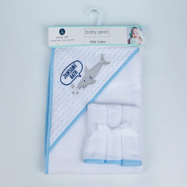 100% Cotton Woven Terry Hooded Towel And Washcloth