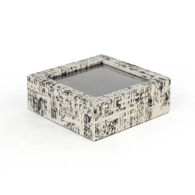 Fabric covered square 6 slots watch storage organizer box