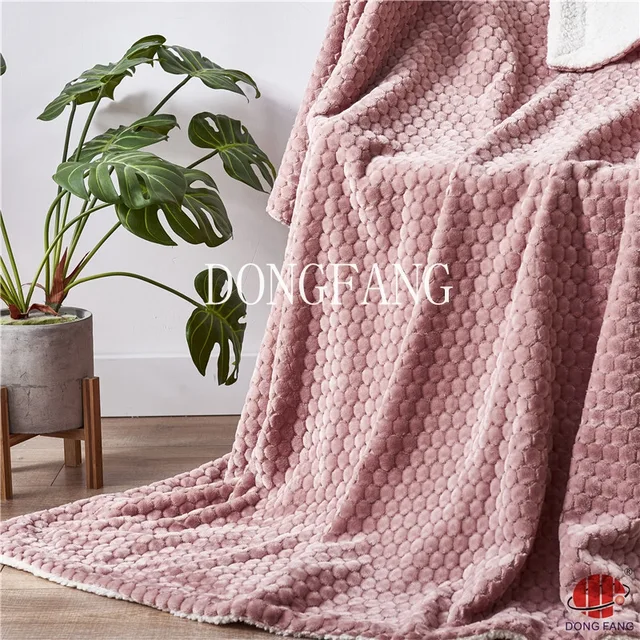 Two ply solid jacquard blanket with Sherpa