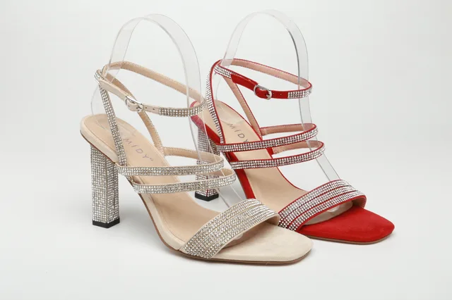 CAMIDYSS2021 Women's sandals square head chunky heel, fashionable diamond accessory shoes