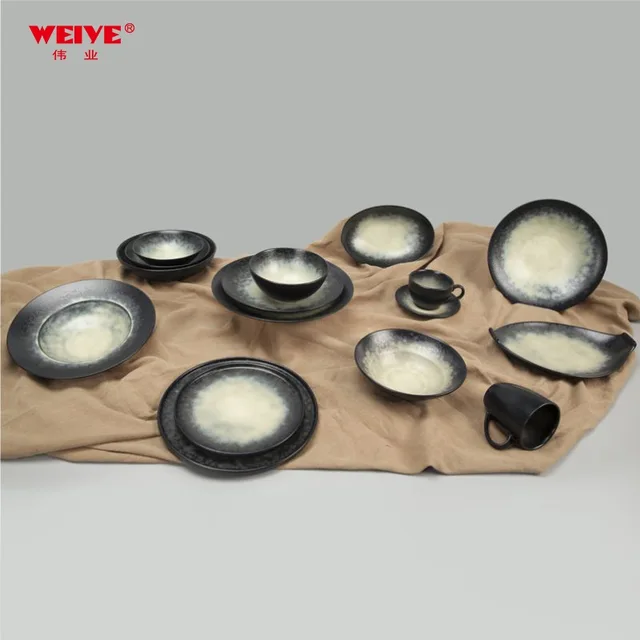When Charcoal Black Fades Color glaze dinner set
