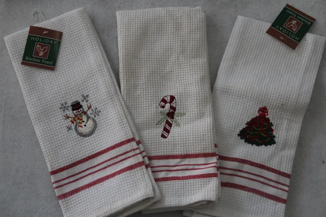 Christmas Embroidery Kitchen Towel, tea towels, dish cloth, cleaning towels