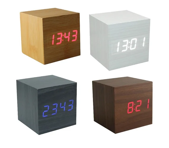 New design newest LED digital wood clock S714 meet CE and Rohs best for gift